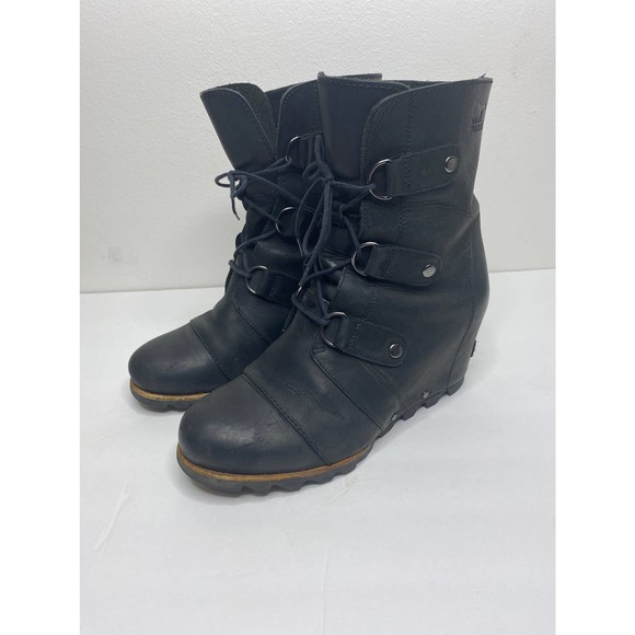 Sorel Shoes - Sorel Joan of Arctic Wedge Boot Black Leather Woman’s Size 9